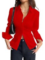 Aahwan Women Polyester Modern Fit Yellow Solid Front Button Long Sleeve Casual Shirt - Image 9