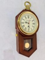 The Antique Attraction-Vintage Wooden Pendulum Wall Clock with Roman Numerals - Image 6