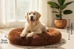 ZEXSAZONE Round Donut Pet Bed for Cats and Puppies Dogs mat, Cozy and Plush, Raised Bedside Support, Both Sides Use Like 2 in 1, Washable, Sizes for Small, Medium Pets. Coffee, Size- 70x70x15 cm - Image 4