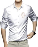 IndoPrimo Men's Satin Shirt with Spread Collar Neck Line Solid Pattern Full Sleeves Regular Fit Western Style and Standard Length - Image 6