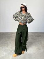 GRECIILOOKS Cargo Pants For Woman | Trousers For Womans |High Waist Cotton Trouser for Women – Flared Parachute Pants with Side Pockets |Womens Cargo Pant | Elegant for College & Events (Available in Plus Size) - Image 6