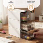 Amazon Basics Compact Desk Storage Box | 8 × 17 × 8 cm | White | Plastic | Lightweight & Space-Saving | Pack of 3 - Image 6