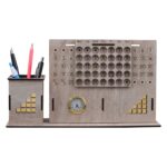 Deskart Wooden Pen Holder Stand With Life Time Calander And Clock | Multipurpose Desk Organizer For Office Desk Decoration - White - Image 4