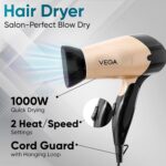 Vega Miss Versatile Styling Set Straightener, Curler & Dryer Gift Combo for Women, 1000W Hair Dryer with 2 Head/Speed Setting, Hair Straightener & Curler Comes with Ceramic Coated, (VHSS-03), Black - Image 4