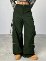 GRECIILOOKS Cargo Pants For Woman | Trousers For Womans |High Waist Cotton Trouser for Women – Flared Parachute Pants with Side Pockets |Womens Cargo Pant | Elegant for College & Events (Available in Plus Size) - Image 3