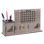 Deskart Wooden Pen Holder Stand With Life Time Calander And Clock | Multipurpose Desk Organizer For Office Desk Decoration - White - Image 3