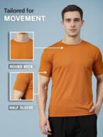 CHKOKKO Men Polyester Solid Quick Dry Half Sleeve Regular Fit Round Crew Neck Active Sportswear Gym T-Shirt for Workout Training Running and Fitness Activities - Image 3