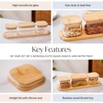Nestasia Set of 3 Borosilicate Glass Snack Jars with Wooden Tray | Stylish Storage Jars with Bamboo Lids for Masala, Dry Fruits, Nuts, and Snacks | Ideal for Home, Kitchen and Gifting - Image 3