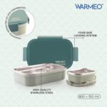 WARMEO MICROMATE Microwave-Safe Stainless Steel Lunch Box, Bpa Free, Perfect for Office, School, Travelling, Combo(800ml+150 ml),Green - Image 7