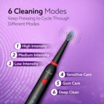 AGARO COSMIC Lite Sonic Electric Toothbrush for Adults with 6 Modes, 3 Brush Heads, 1 Interdental Head and Rechargeable with 3.5 Hours Charge Lasting up to 25 Days, Power Toothbrush, Black - Image 3
