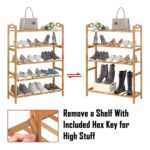 5-Tier Foldable Bamboo Wooden Shoe Racks | Collapsible Multipurpose Rack for Storage Entryway Furniture Rack | Shelf Organizer for Home and Kitchen | Slipper Stand Chappal Storage Organizer - Image 5
