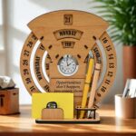 GKD Lifetime Wooden Desk Calendar 2026 with Clock & Desk Organizer | Reusable Infinite Calendar | Office & Home Desk Decor | Corporate Gift (Bamboo Eco-friendly) - Image 2