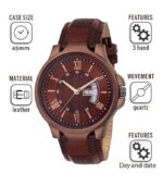 Shocknshop Leather Analogue Unisex Couple Combo Watch For Men & Women (Brown Dial & Colored Strap) -W246-236Br, Brown Band - Image 4