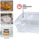 Nestasia Nestro Transparent Glass Containers with Lid Set of 3 (S-370ml, M-600ml, L-1000ml) | Rectangle Glass Food Storage Containers for Kitchen | Microwave, Dishwasher & Freezer Safe (Beige) - Image 6