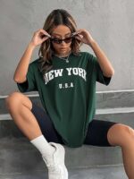 London Hills Women's Cotton Oversized Fit Printed Round Neck Oversized T-Shirt | Loose Fit Drop Shoulder T-Shirt Pack of 3 - Image 3