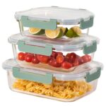 Nestasia Nestro Transparent Glass Containers with Lid Set of 3 (S-370ml, M-600ml, L-1000ml) | Rectangle Glass Food Storage Containers for Kitchen | Microwave, Dishwasher & Freezer Safe (Beige) - Image 10