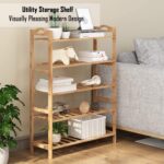 5-Tier Foldable Bamboo Wooden Shoe Racks | Collapsible Multipurpose Rack for Storage Entryway Furniture Rack | Shelf Organizer for Home and Kitchen | Slipper Stand Chappal Storage Organizer - Image 6