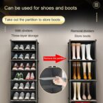 Stylish Multi-Layer Shoe Rack with Dustproof Doors and Side Hooks | 6 Door-12 Shelf Space-Saving Shoe Organizer Cabinet for Home & Office | Modular Shoe Rack, DIY (Grey&Orenge, 6-DOOR) - Image 5