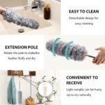 Hallstatt 3 In 1 Long Handle Microfiber Feather Ceiling Duster With Extendable Pole 30-100 Inch With Anti Scratch Bendable Head For Cleaning High Cobweb Stick High Ceiling Fan - Stainless Steel,Grey - Image 8