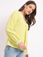 SheWill Thread Embroide Georgette Shirt Style Top with Button-Down Front, Colla Neckline, and Long Sleeves for a Chic and Elegant Everyday Look - Image 4