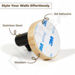 Plantex Wooden Wall Hanging Hook/Round Self Adhesive Robe Hooks for Kitchen/Bathroom/Bath Towel Hook/Stylish Home Decor Items - Pack of 4 (Black Wooden) - Image 5