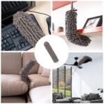Hallstatt 3 In 1 Long Handle Microfiber Feather Ceiling Duster With Extendable Pole 30-100 Inch With Anti Scratch Bendable Head For Cleaning High Cobweb Stick High Ceiling Fan - Stainless Steel,Grey - Image 5