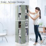 ABOUT SPACE Rotating Book Shelf for Home Library - 5 Tier 360° Book Rack | DIY Wooden Book Stand with Partition & Bottom Turnplate for Office, Livingroom, Bedroom (White - L 38 x B 38 x H 150 cm) - Image 7