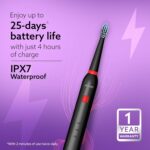 AGARO COSMIC Lite Sonic Electric Toothbrush for Adults with 6 Modes, 3 Brush Heads, 1 Interdental Head and Rechargeable with 3.5 Hours Charge Lasting up to 25 Days, Power Toothbrush, Black - Image 4