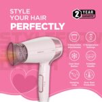 Havells Styling Hair Dryer | 3 Detachable Attachments | Diffuser, Quill-Style Comb & Aerofocus Nozzle | 3 Temperature/ 2 Speed Settings | Cool Shot | 2 Year Guarantee | HD5161 - Image 4