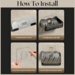 Self-Adhseive Bathroom Soap Holder with Drainage Tray Wall Mounted Soap Sponge Holder Organizer Accessories (Black, Pack of 2),Plastic - Image 6