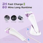 Electric Body Shaver Trimmer for Women - BEAUTYCARE Cordless Razor for Women Portable Lady Shaver for Legs, Arm, Underarms, Bikini, USB Rechargeable, Wet & Dry Waterproof Bikini Trimmer for Woman, Purple - Image 5