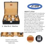 LEDO Men's and Women's Watch Box Holder Organizer Case In 8 Slots of watches In PU Leather with Royal Black & Cream color - Image 8