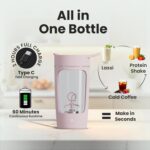 Autofy Electric Shaker for Gym Protein Shaker Bottle 100% Leakproof Design Multipurpose Use Coffee Lassi Milkshake BCAA Mixing Home Office Workout use *60 Mins Runtime* Anti-Skid Base (Pink - 650ml) - Image 3