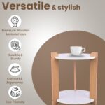 Modern Round Side Table, Home Decor for Living Room, Bed Side Tables for Bed Room, stools for Home, Furniture for Home, 2-Tier White Shelves, 30 x 30 x 40 cm - Image 5