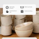 The Earth Store Sage Creamy Ceramic Bowls Set of 2 & Tea Cup Set of 6 Microwave & Dishwasher Safe Bowls for Serving Soup, Salad, Snacks, Pasta | Snack Bowl 400ML, Tea Cups 220ML (Color May Vary) - Image 6