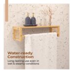 Lifelong Towel Holder for Bathroom | Durable & Stylish Bamboo Rattan Bathroom Towel Rack & Hanger | Solid & Multipurpose Stand & Organizer for Towels, Clothes, Bath Accessories (17Inch) - Image 6