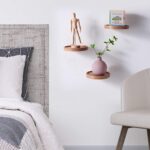 UHUD CRAFTS Decorative Set of 3 Small Round Wooden Wall Shelves - Space-Saving Solid Wood Floating Shelves | Wooden Wall Mounted Plant Shelves for Home Decor - Image 4
