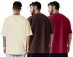 LEOTUDE Men's Cotton Regular Fit Half Sleeve Oversized Tshirt, Round Neck Longline Drop Shoulder | ful Printed Combo T-Shirt (Pack of 3) - Image 2
