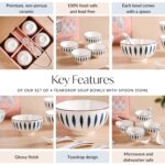 Nestasia Set of 4 Soup Bowl with Spoon (350ml Each) - Ceramic Microwave & Dishwasher Safe Bowls for Serving Soup, Curry, Custard, & Dessert | Teardrop Design Bowl Set Perfect for Gifting & Daily Use - Image 5