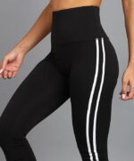 Rock Paper Scissors Premium Two White Strip Gym Tights High-Waisted, Sweat-Wicking, Athletic Fit Gym Tights for Working Out, Pilates,Yoga, Fitness & Training - Image 6