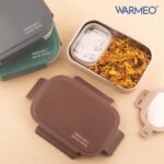 WARMEO MICROMATE Microwave-Safe Stainless Steel Lunch Box, Bpa Free, Perfect for Office, School, Travelling, Combo(800ml+150 ml),Green - Image 10