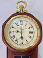 The Antique Attraction-Vintage Wooden Pendulum Wall Clock with Roman Numerals - Image 3