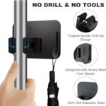 JIALTO 2 Pieces Stainless Steel Broom Holder with Hook - Wall-Mounted Adhesive Waterproof Rustproof Heavy Duty Broom and Mop Stick Holder for Home, Kitchen, - Image 7