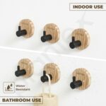 Plantex Wooden Wall Hanging Hook/Round Self Adhesive Robe Hooks for Kitchen/Bathroom/Bath Towel Hook/Stylish Home Decor Items - Pack of 4 (Black Wooden) - Image 4