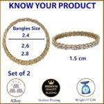 ZENEME Gold-Plated White Kundan studded Designer Floral Style Bangles Jewellery Set for Girls and Women (Set Of 2) - Image 5