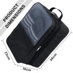 SNDIA 14 Inch Travel Shoe Bag Multipurpose Portable Travelling Shoe Storage Bag Footwear Organiser Bag - Black - Image 2