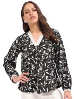 SheWill Thread Embroide Georgette Shirt Style Top with Button-Down Front, Colla Neckline, and Long Sleeves for a Chic and Elegant Everyday Look - Image 9