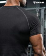 BULLAR Men's Polyester Blend Compression T-Shirt, Half Sleeve Athletic Sports Tight, Crew Neck, Slim Fit, Black, for Fitness and Workout - Image 3