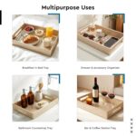 Encasa XO Faux Leather Serving Tray with Handles | Rectangular Coffee Table & Bedside Organizer Tray | Water Resistant, Wipeable Decorative Tray for Home & Office | Large (28x40 cm), Light Gold - Image 5