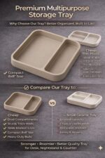 Modern 3D Printed Multipurpose Desk Organizer nd Desktop Storage Tray – Dual Section Organizer for Keys, Glasses, Jewellery & Small Items (Beige) - Image 5